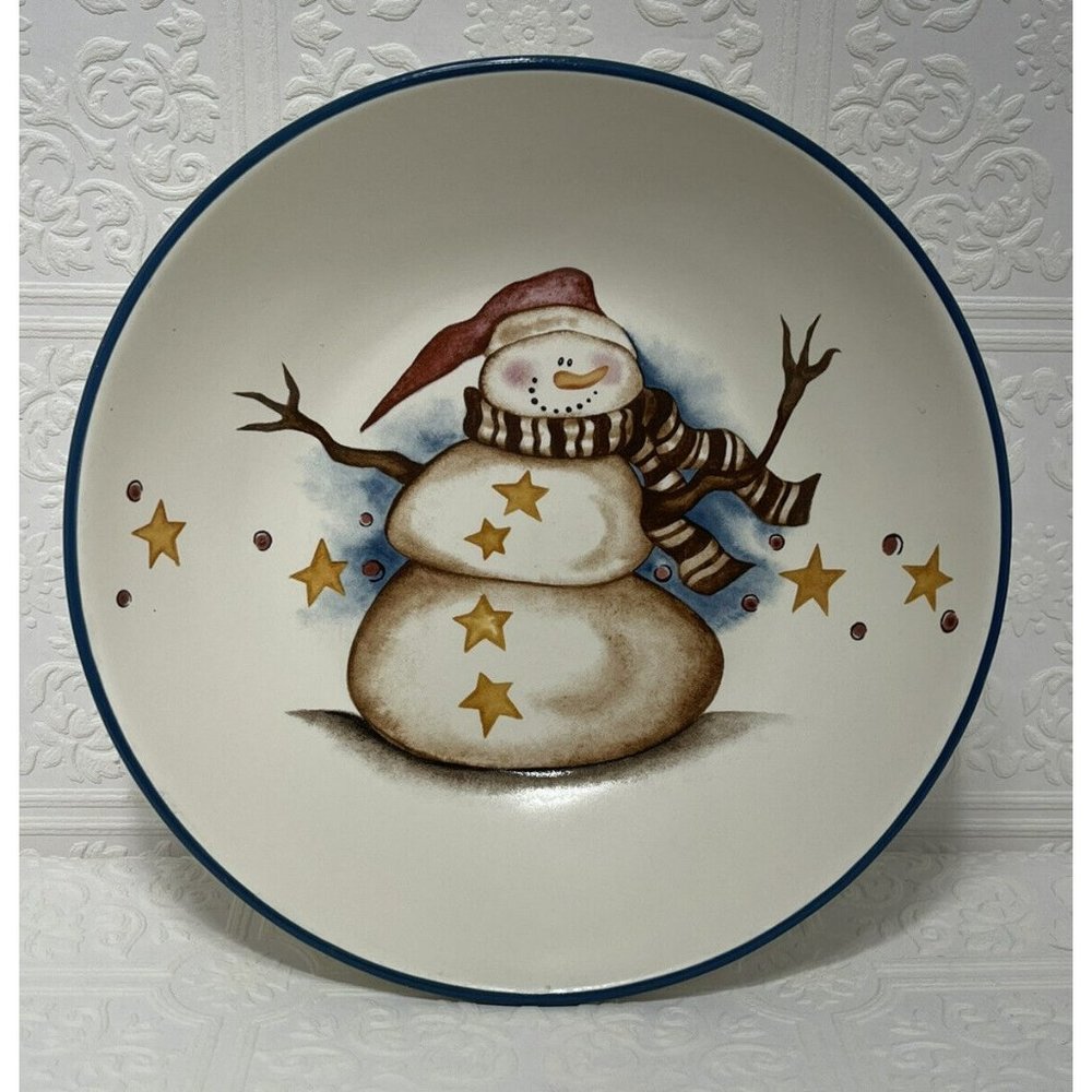 Stewart Earthworks 8 Inch Snowman Bowl Christmas HC Accents Boyd